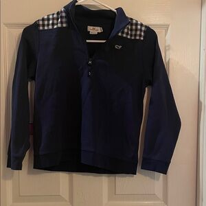 Vineyard Vines Kids Blue Sweatshirt with Plaid Accent